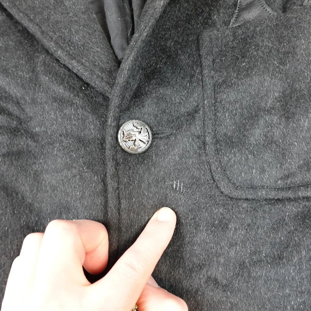 Raw-7 Royalty Blazer Mens 42 Gray Cashmere Gothic Cross Leather Jacket Rock